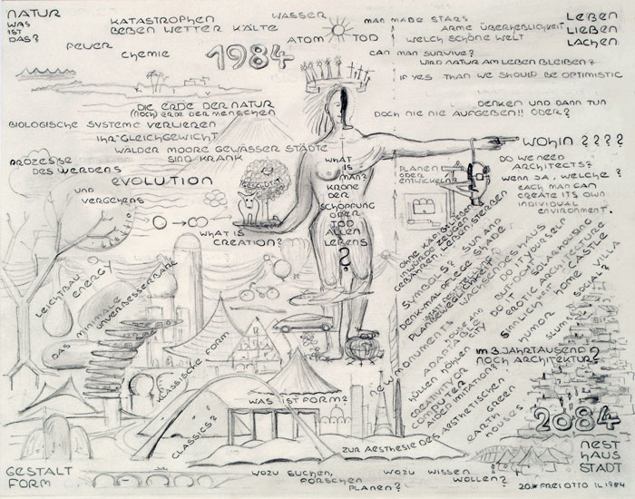 “Nature, what is that? — living, loving, laughing” Drawing, 1984
