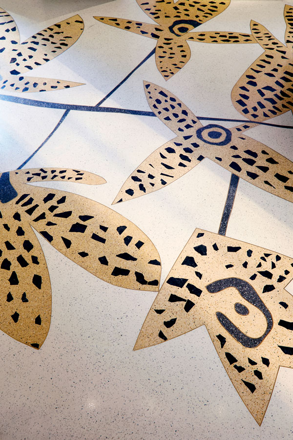 Custom terrazzo flooring by Jonas Wood in TASCHEN's New Store in Milan