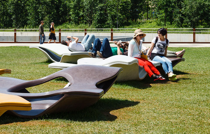 Minamora seating for Expo Milano 2015 by Miralles Tagliabue EMBT in collaboration with Italcementi Group.