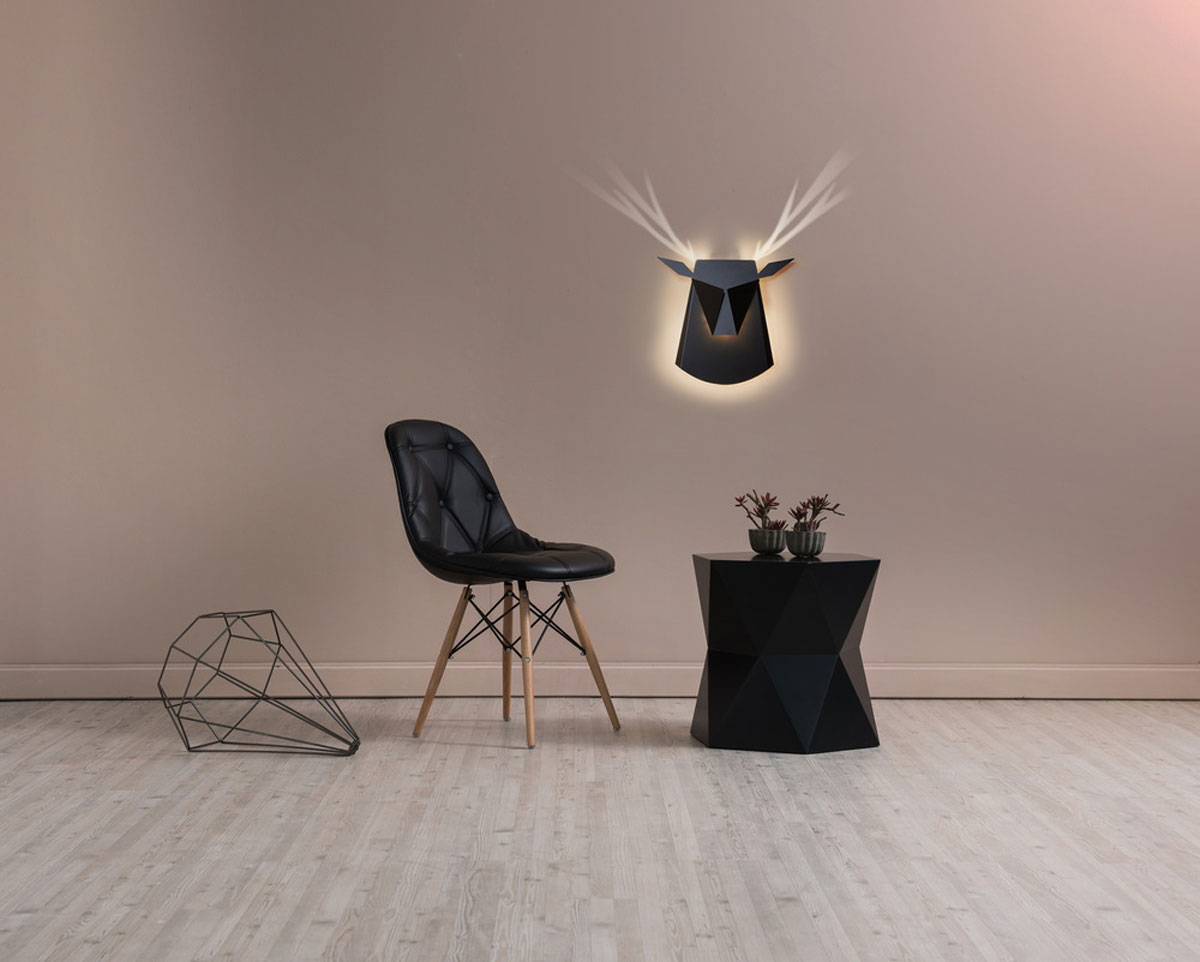 Origami Deer Head lamp by Popup Lighting
